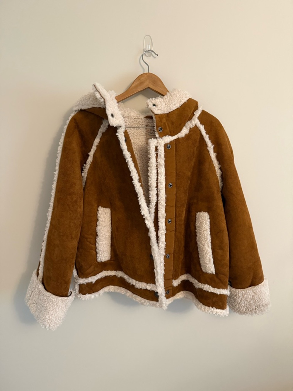 Free People Rust Brown Sherpa-Trim Hooded Jacket - Picture 9 of 12